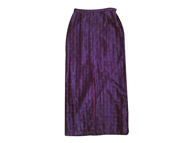 Autre Marque Falda larga Caractère de lino con damasco rojo oscuro Burdeos