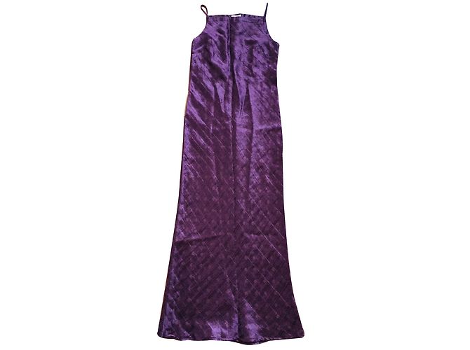 Autre Marque Vestido Caractère de damasco y lino granate Burdeos