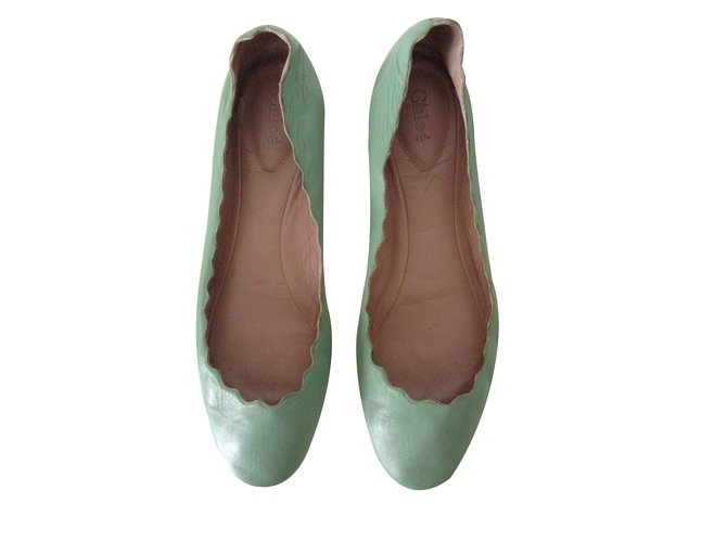 Chloé Zapatillas de ballet Verde Cuero  ref.29604