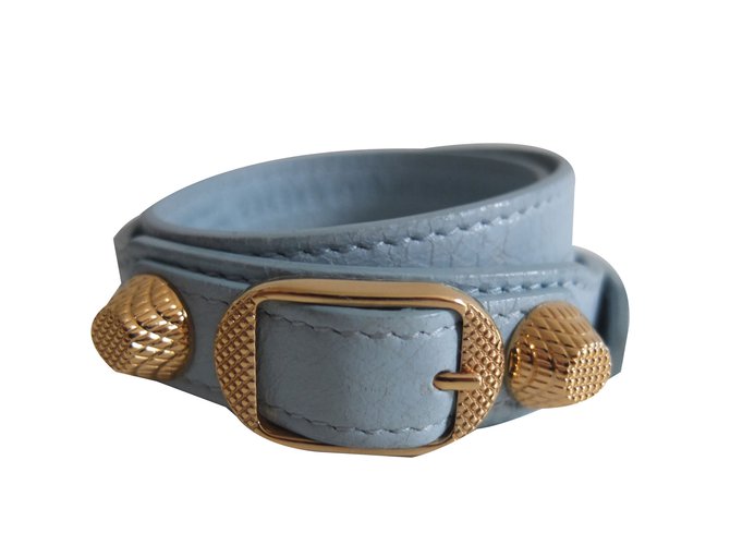 Triple Giant Bracelet Blue Leather ref.29673 - Joli