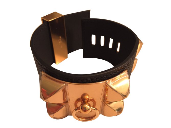 Hermès Bracelet Black Leather  ref.29687