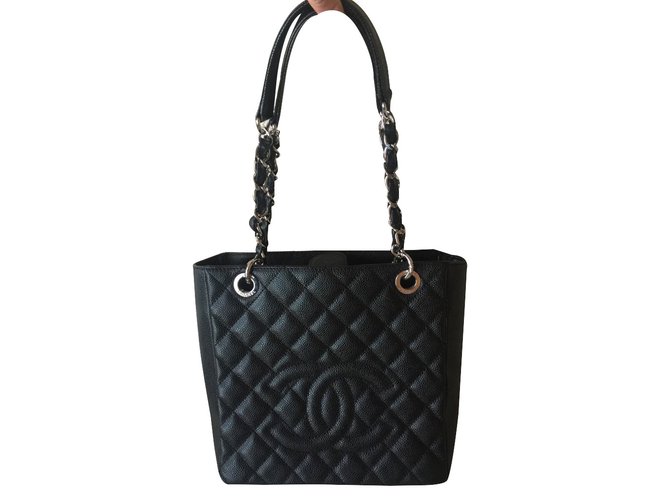 Chanel Shopping Tote Black Leather  ref.29689