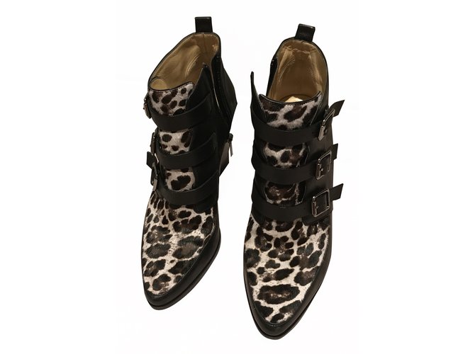 leopard biker boots