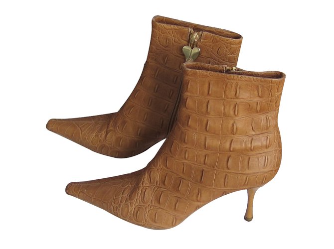 Escada Ankle Boots Cognac Leather  ref.29780