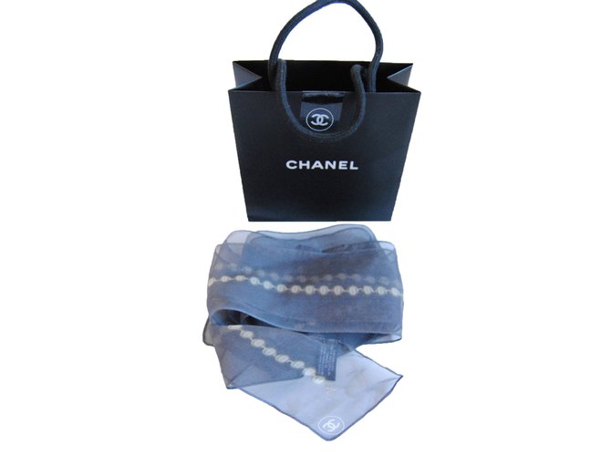 Chanel Scarf Grey Silk  ref.29793