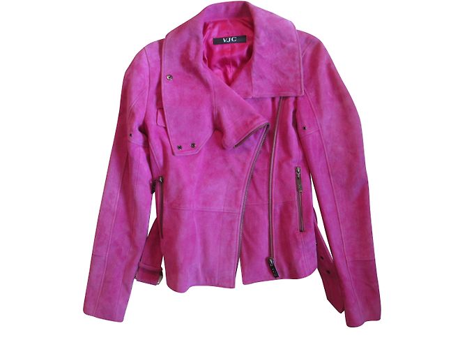 Jaqueta Biker Versace Rosa em Pele de Cervo