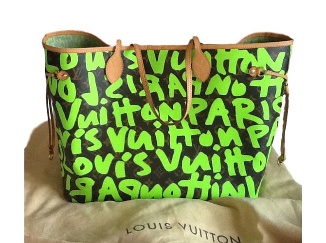 Louis Vuitton Neverfull Green Leather  ref.29848