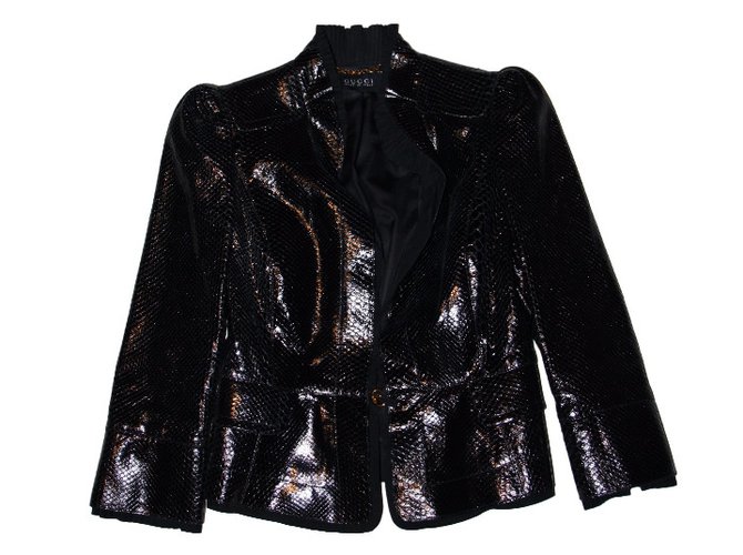 Gucci python jacket Black Exotic leather  ref.29863