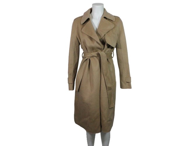 Theory Trench coat Beige Caramel Cashmere Wool  ref.29960