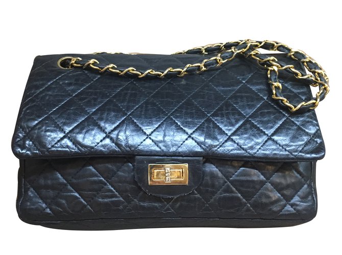 2.55 Chanel Handbag Black Leather  ref.30097