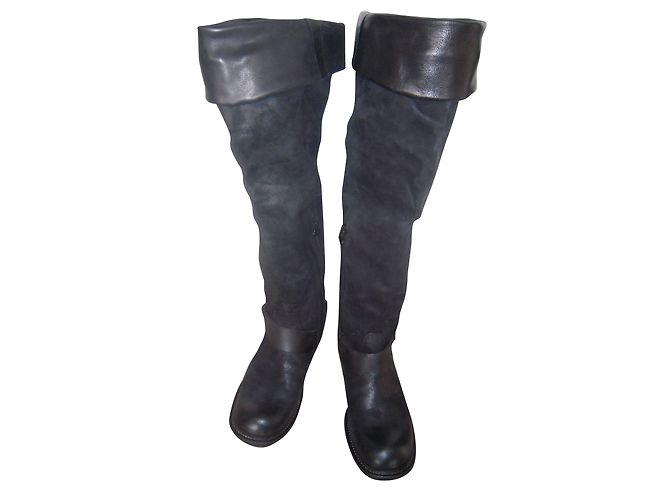 Autre Marque Botas de montar AS98 de cuero negro