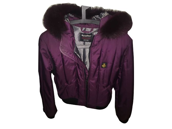 Autre Marque Giacca Refrigiwear con collo di volpe viola Porpora Prugna