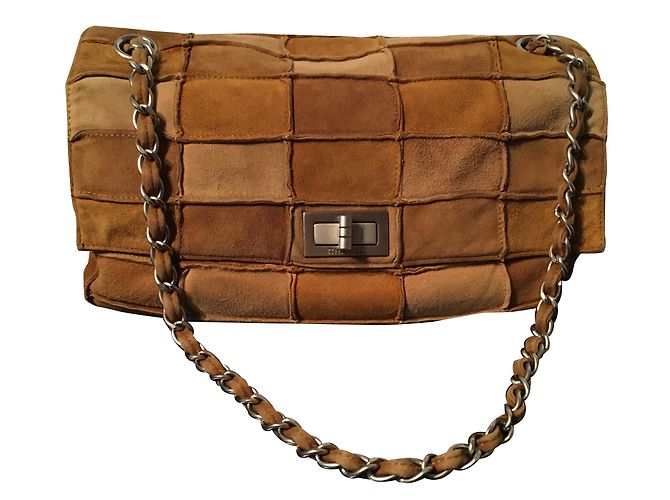 2.55 Sac patchwork Chanel Beige Cognac Caramel