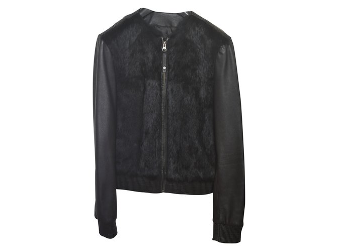 Mango black leather jacket  ref.30417