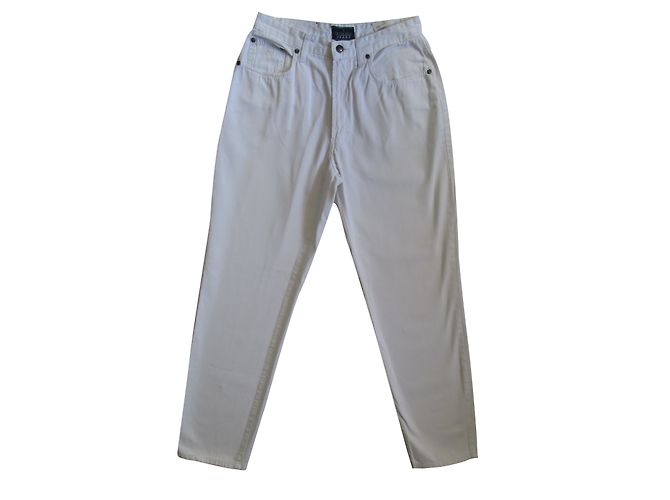 Pantalones Trussardi Jeans blancos de algodón de talle alto