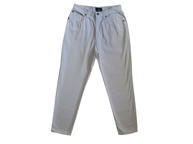 Trussardi Jeans Pantalon Coton Blanc  ref.30494