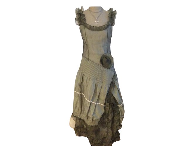 Autre Marque Superbe robe de soirée Nathalie Garçon vert d'eau et nude Soie Rayon  ref.30562