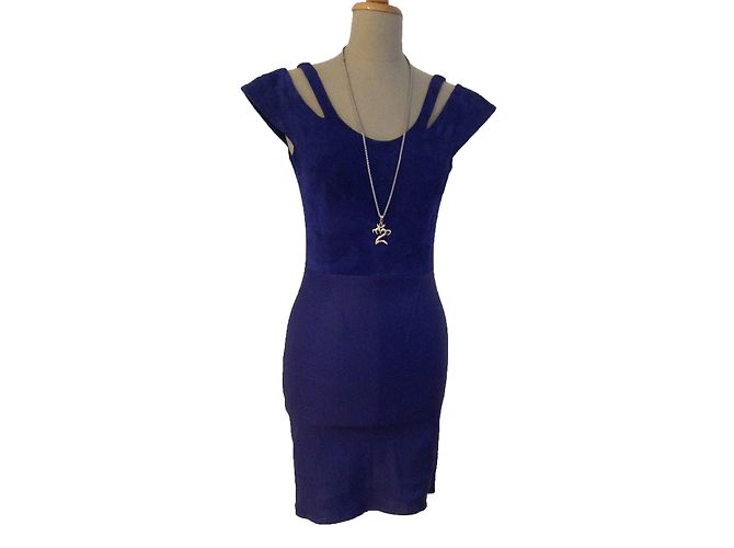 Vestido Jitrois em couro de cordeiro e nubuck azul elétrico