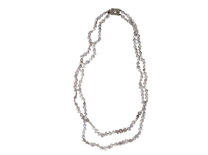 Autre Marque Collar de perlas de agua dulce gris barroco 2 vueltas