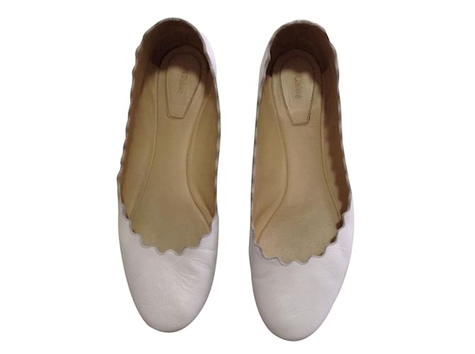 Chloé Ballet flats White Leather  ref.30637