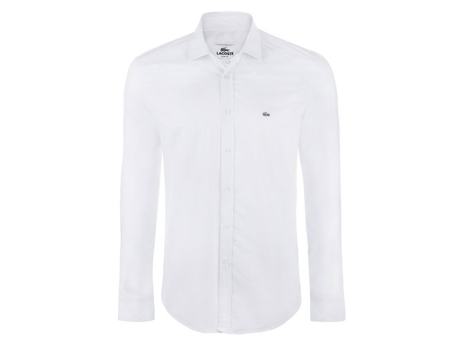 Lacoste Slim Fit weißes Hemd Baumwolle  ref.30663