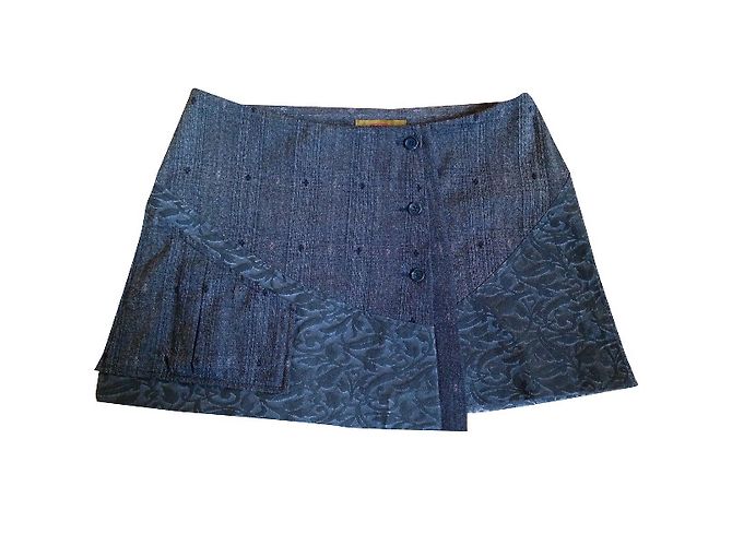 Kenzo Wickelrock Mini Dunkelgrau Baumwolle Wolle Anthrazitgrau