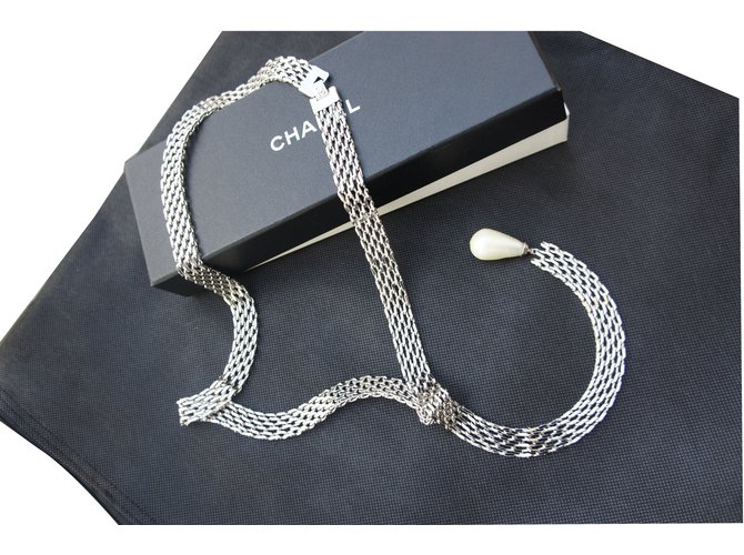 Chanel Colares Prata Aço  ref.30770