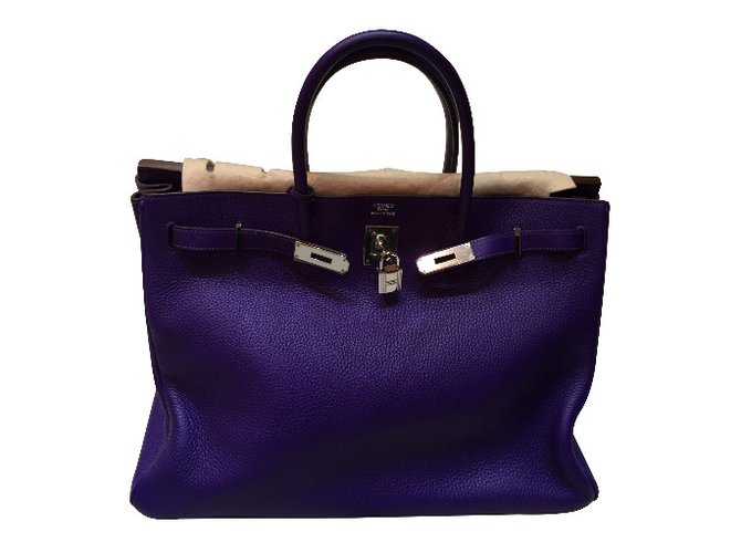 Hermès Birkin 40 Púrpura Cuero  ref.30813