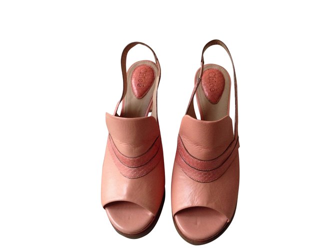 Chloé Heels Pink Leather  ref.30821