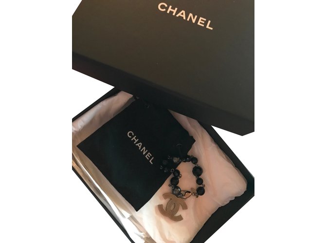 Chanel Armband Schwarz Anthrazitgrau Perle  ref.30859