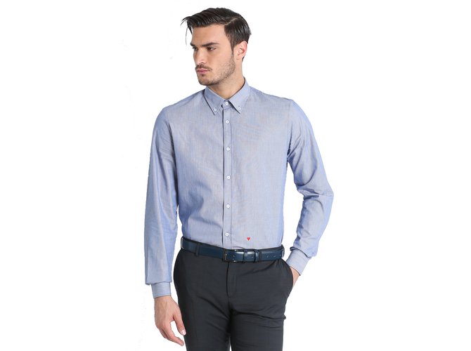 Moschino Hemd mit Knopfleiste blau weiß gestreift Mehrfarben Baumwolle  ref.30919
