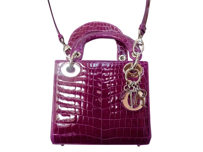 Mini Lady Dior Purple Exotic leather ref.30928 - Joli Closet
