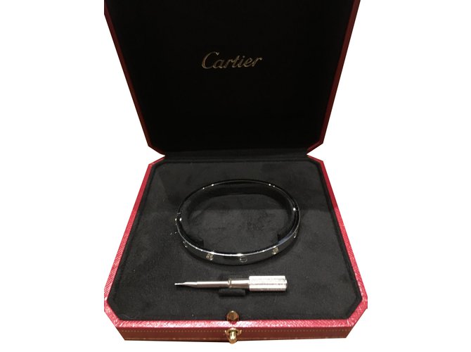 Love Cartier Pulseiras Prata Ouro branco  ref.30936