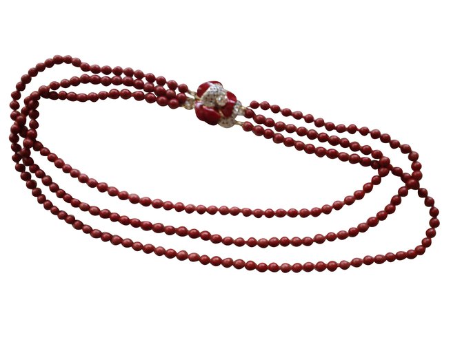 Valentino Long necklace Dark red Pearl  ref.30937