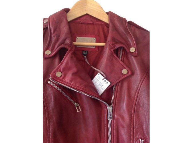 Mango Jacket Red Leather  ref.30967