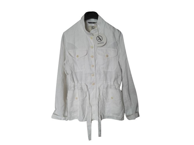 Aigle Jacket White Linen  ref.30978