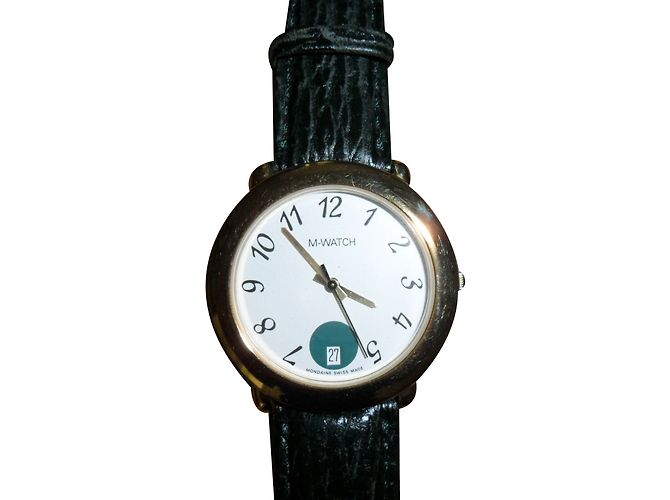 Autre Marque Relógio Mondaine M-watch Ouro e Verde Aço 37mm