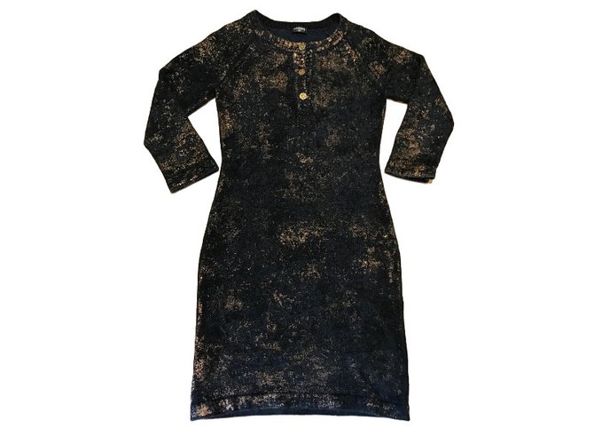 Chanel Dress Black Wool Steel  ref.31079