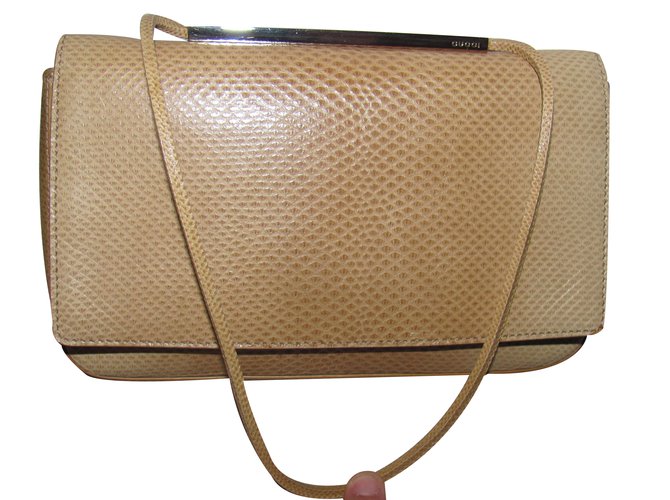 Gucci Clutch bag Beige Exotic leather  ref.31143