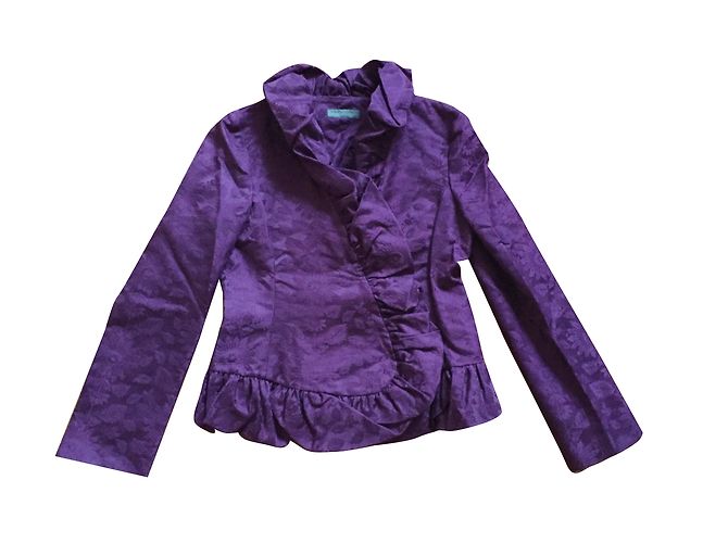 Alberta Ferretti Jacke aus lila Baumwoll-Damast Größe 38