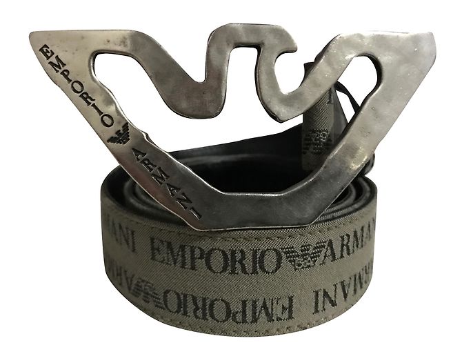 Emporio Armani Gürtel aus schwarzem und grauem Leder