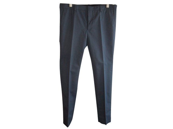 Prada Pantaloni Blu Cotone  ref.31333