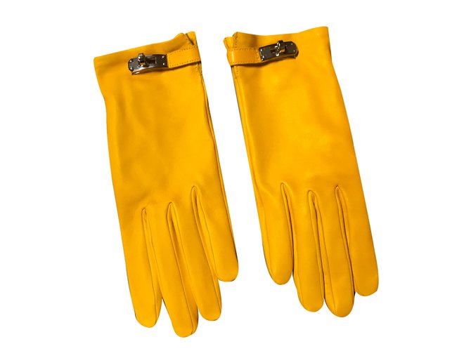 Kelly Hermès Handschuhe Gelb Leder  ref.31384