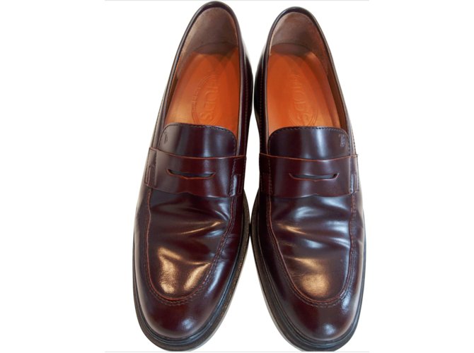 Tod's loafers Brown Dark red Leather  ref.31433