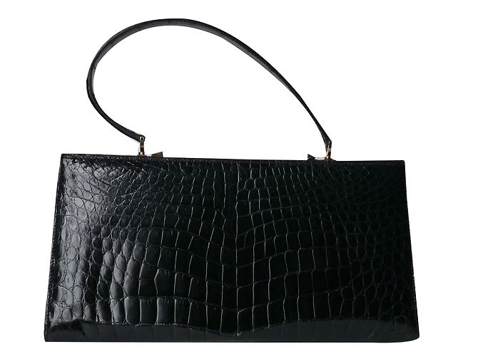 Borsa a mano in coccodrillo nero inconnue