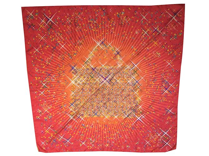 Hermès Cachecol de seda Vermelho