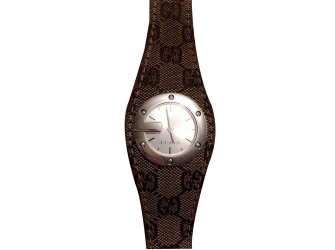 Gucci orologio Marrone Panno  ref.31461