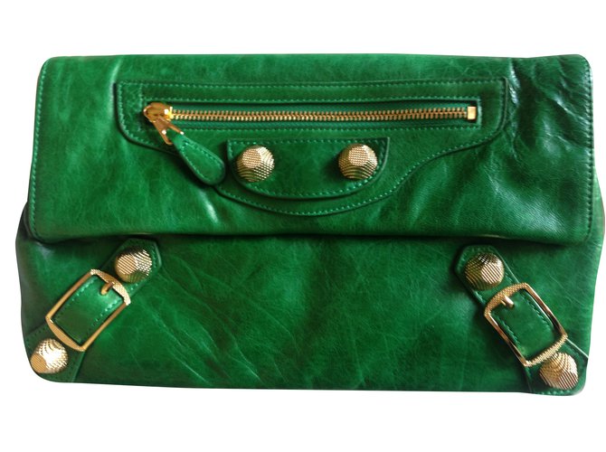 Balenciaga Clutch bag Green Leather  ref.31489