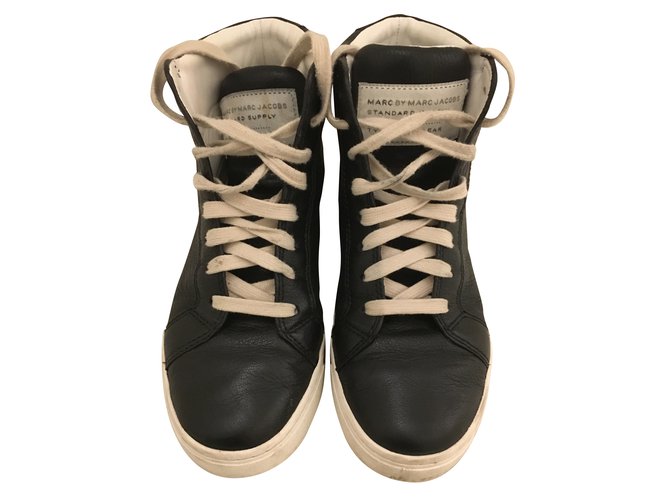 Marc by Marc Jacobs Sapatilhas High Top Preto Couro  ref.31517