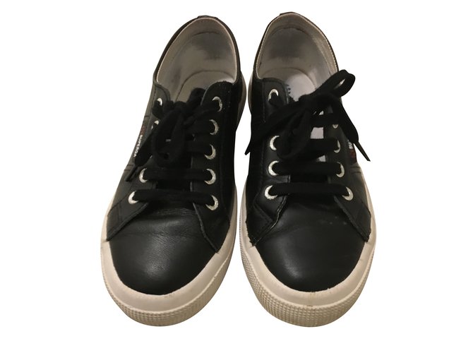 Superga Low sneakers Black Leather  ref.31518